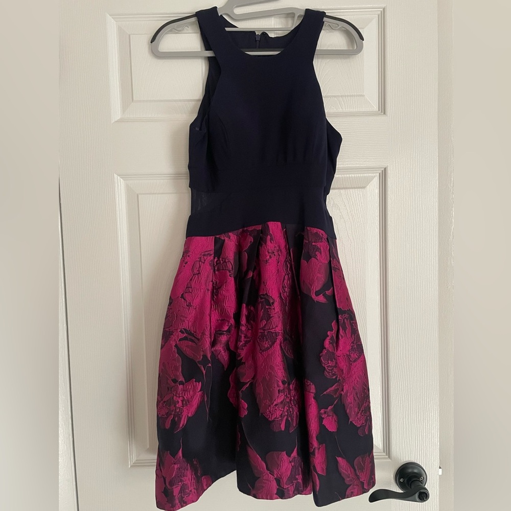Xscape womens Dress in Navy and Fuchsia
